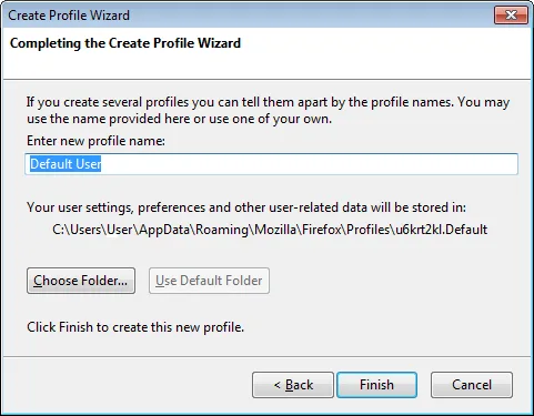 Create Profile Wizard