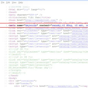 Thẻ meta khi xem mã nguồn trang chủ
