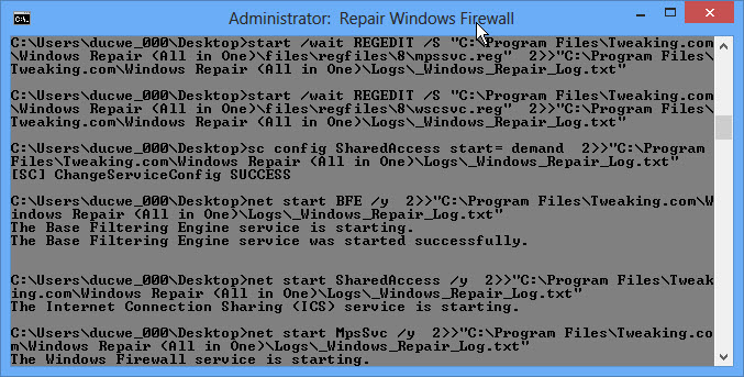 Tweaking.com Windows Repair 1.9.14 process