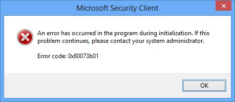 Windows Defense Error 0x80073b01