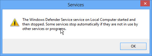 Windows Defense service error