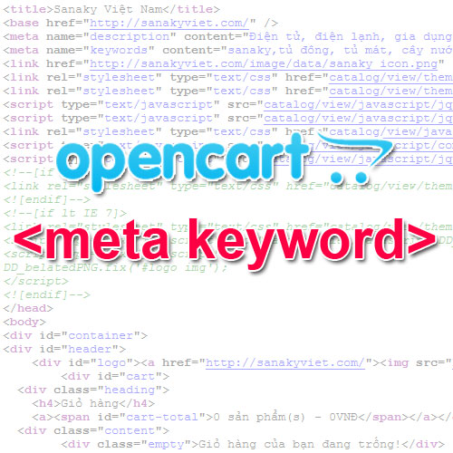 Thêm thiết lập Meta Keywords cho cửa hàng trong opencart