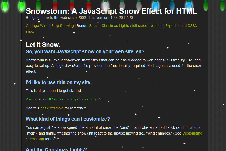 Snowstom: tạo tuyết rơi trên trang web dễ dàng mà đẹp