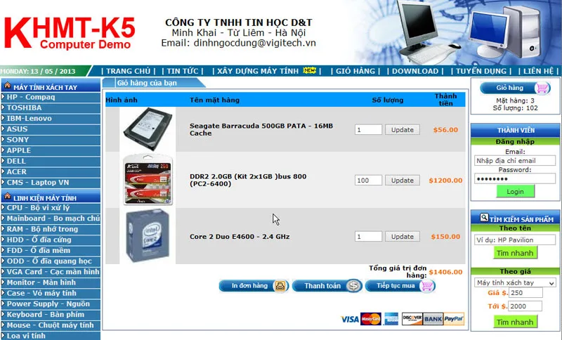 [PHP] Đồ án TTTN thiết kế website bán máy tính qua mạng KHMTK5 – DHCNHN
