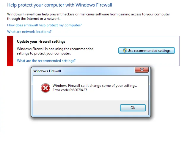 Fix lỗi Windows Firewall error code 0x80070437